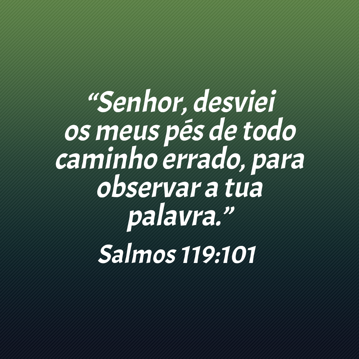 “Senhor, desviei os meus pés de todo caminho errado, para observar a tua palavra.” (Salmos 119:101)