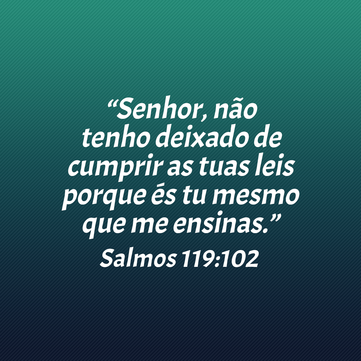 “Senhor, não tenho deixado de cumprir as tuas leis porque és tu mesmo que me ensinas.” (Salmos 119:102)