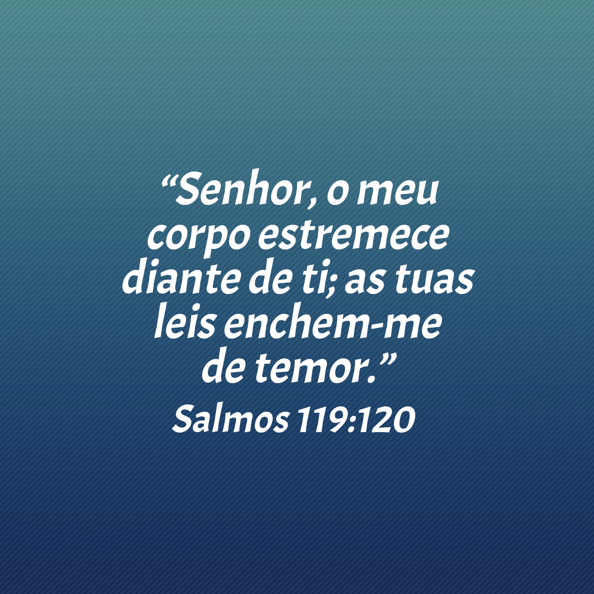 “Senhor, o meu corpo estremece diante de ti; as tuas leis enchem-me de temor.” (Salmos 119:120)