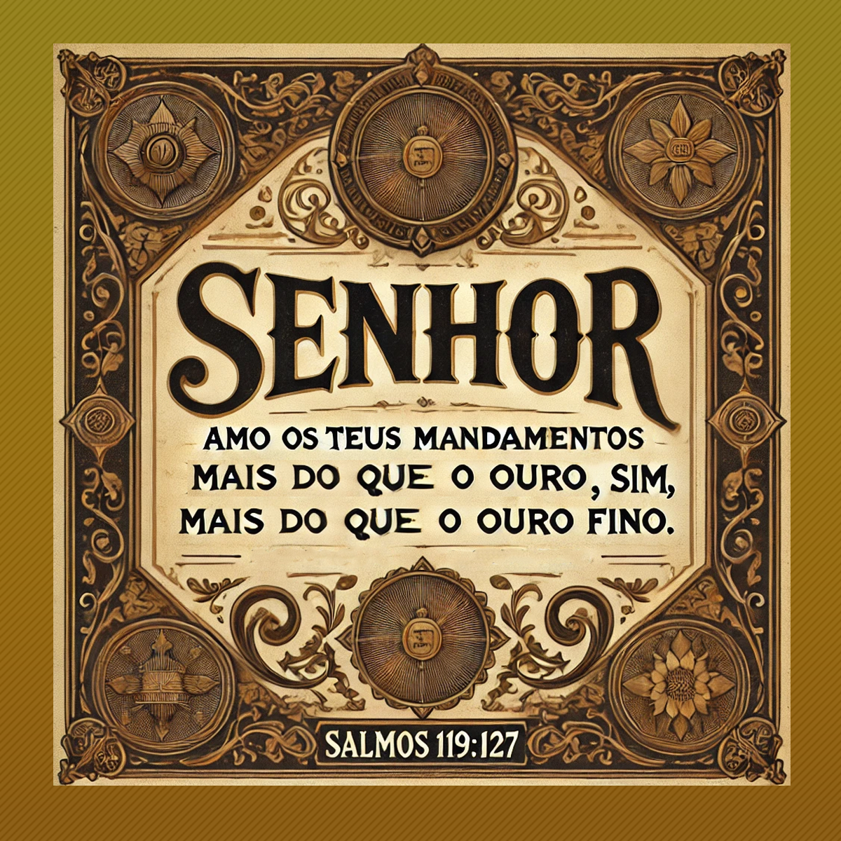 “Senhor, amo os teus mandamentos mais do que o ouro, sim, mais do que o ouro fino.” (Salmos 119:127)