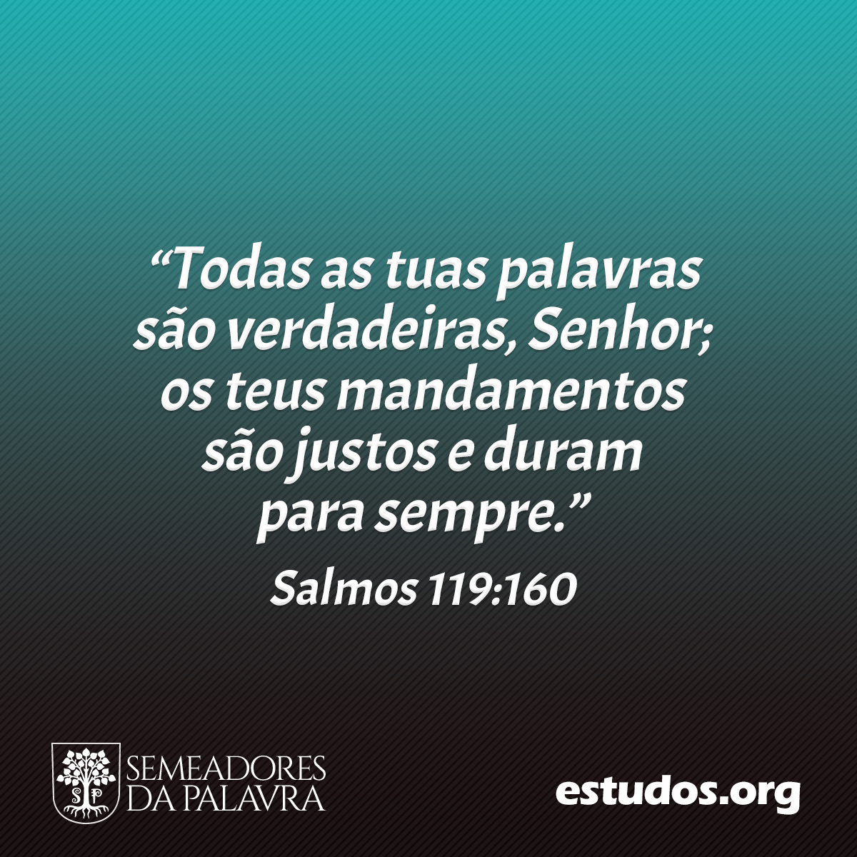 “Todas as tuas palavras são verdadeiras, Senhor; os teus mandamentos são justos e duram para sempre.” (Salmos 119:160)