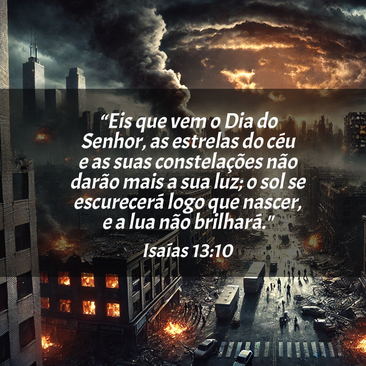 “Eis que vem o Dia do Senhor, as estrelas do céu e as suas constelações não darão mais a sua luz; o sol se escurecerá logo que nascer, e a lua não brilhará.