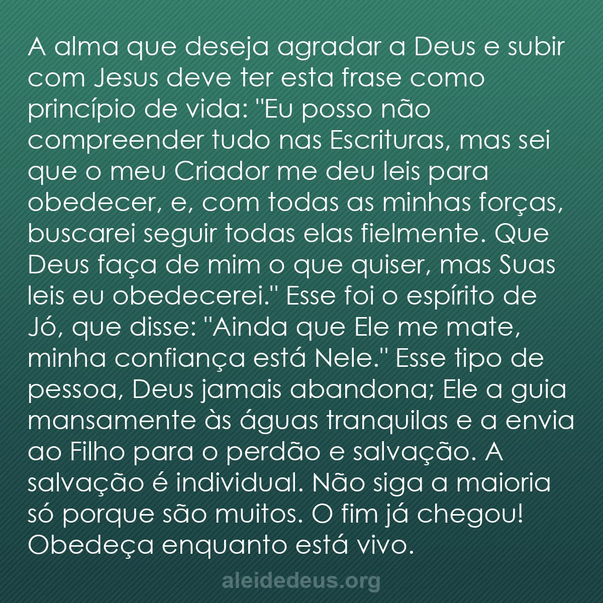 b0100 - Postagem sobre a Lei de Deus: A alma que deseja agradar a Deus e subir com Jesus...