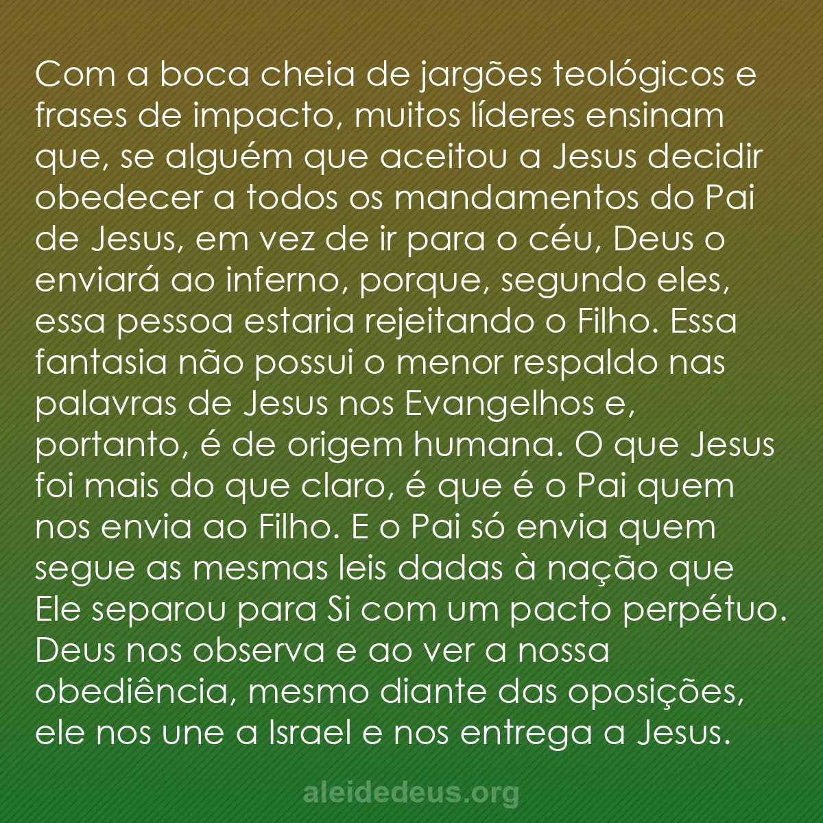 b0176 - Postagem sobre a Lei de Deus: Com a boca cheia de jargões teológicos e frases de...