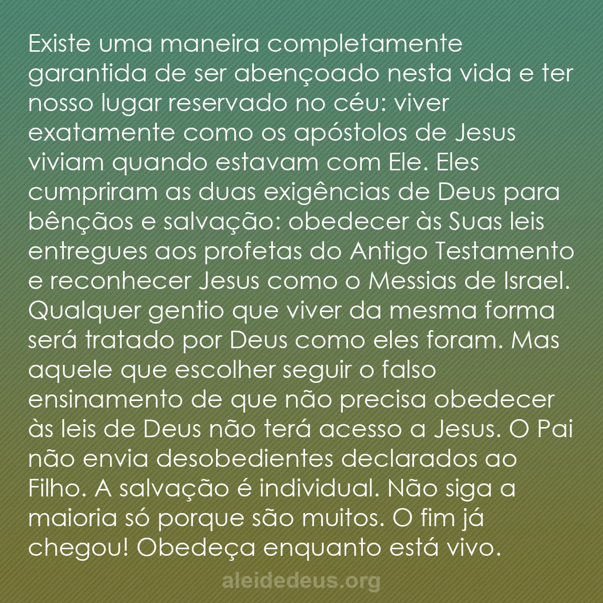 b0183 - Postagem sobre a Lei de Deus: Existe uma maneira completamente garantida de ser...
