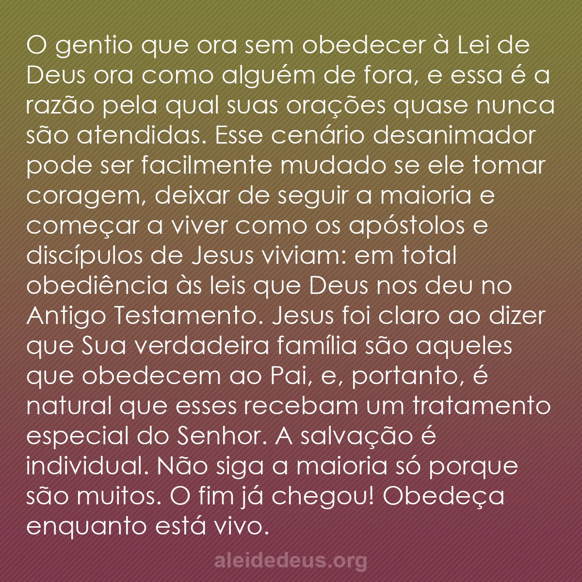 b0208 - Postagem sobre a Lei de Deus: O gentio que ora sem obedecer à Lei de Deus ora como...