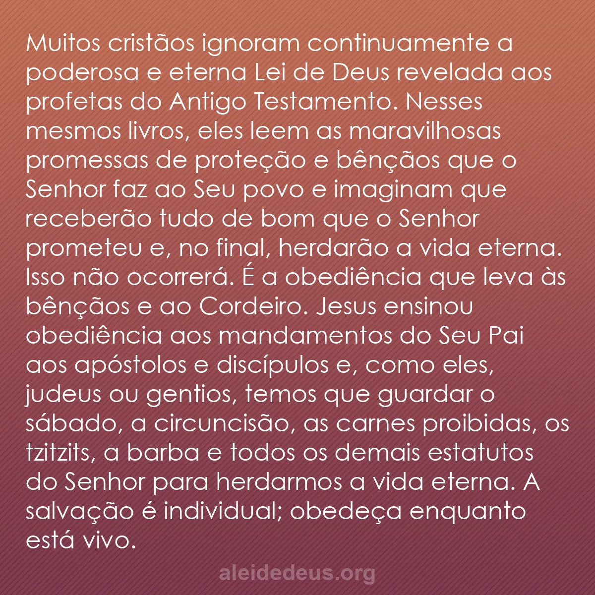 b0266 - Postagem sobre a Lei de Deus: Muitos cristãos ignoram continuamente a poderosa e...
