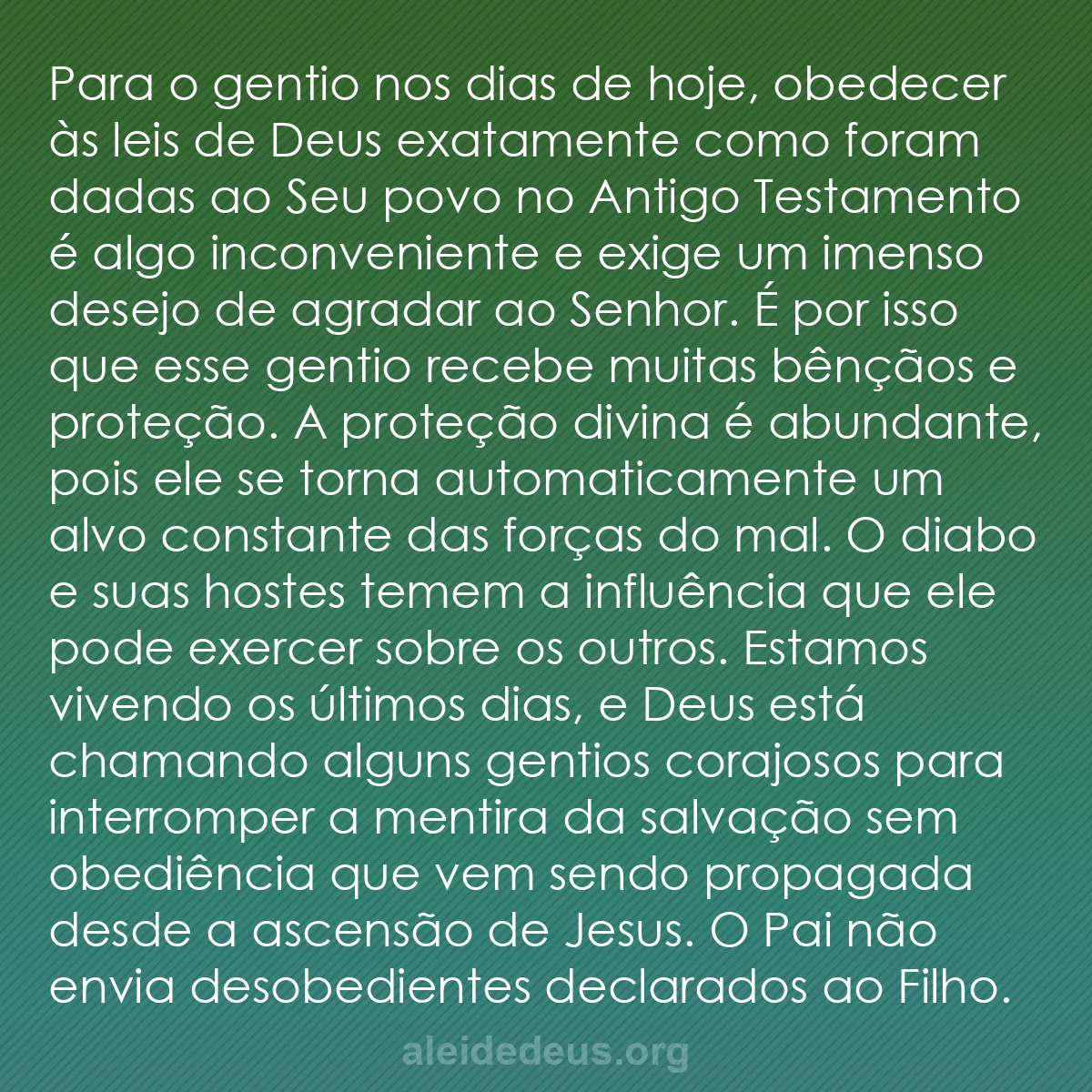 b0370 - Postagem sobre a Lei de Deus: Para o gentio nos dias de hoje, obedecer às leis de...