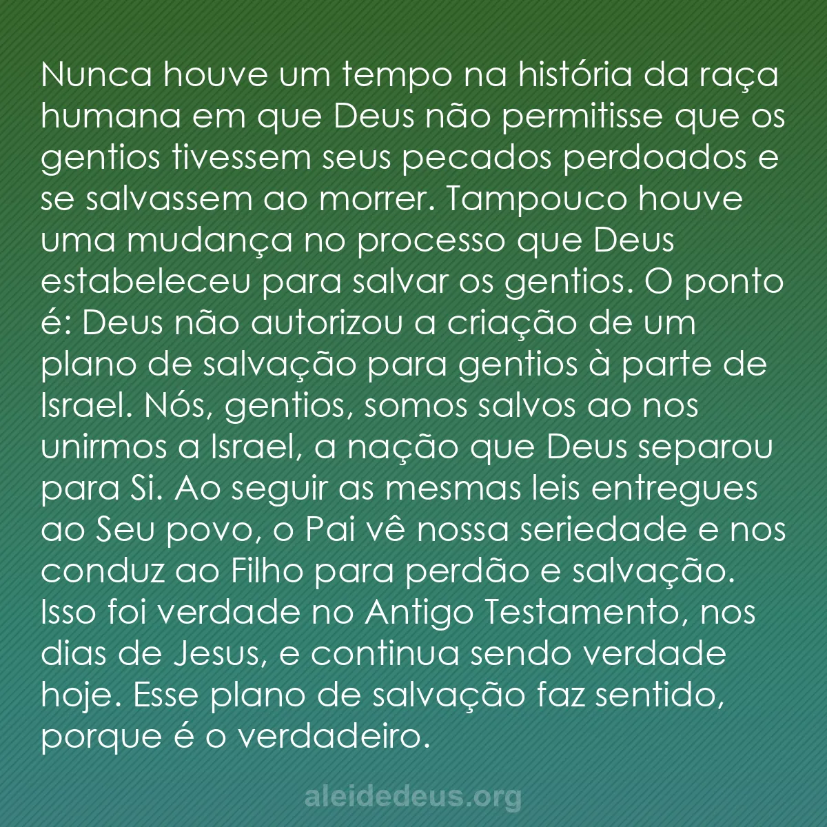 b0390 - Postagem sobre a Lei de Deus: Nunca houve um tempo na história da raça humana em...