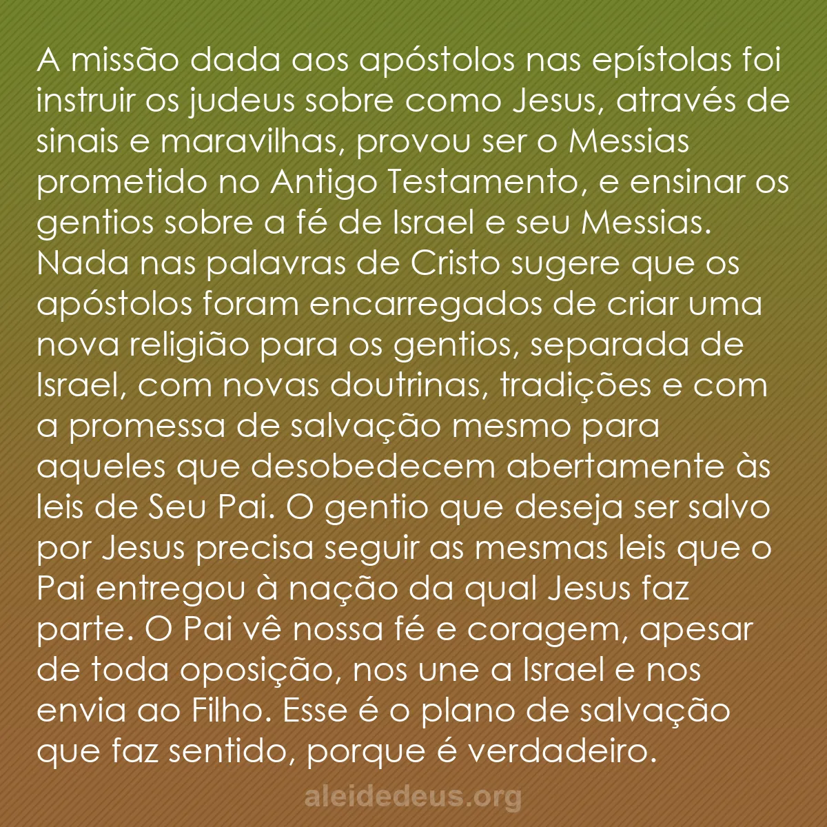 b0429 - Postagem sobre a Lei de Deus: A missão dada aos apóstolos nas epístolas foi instruir...