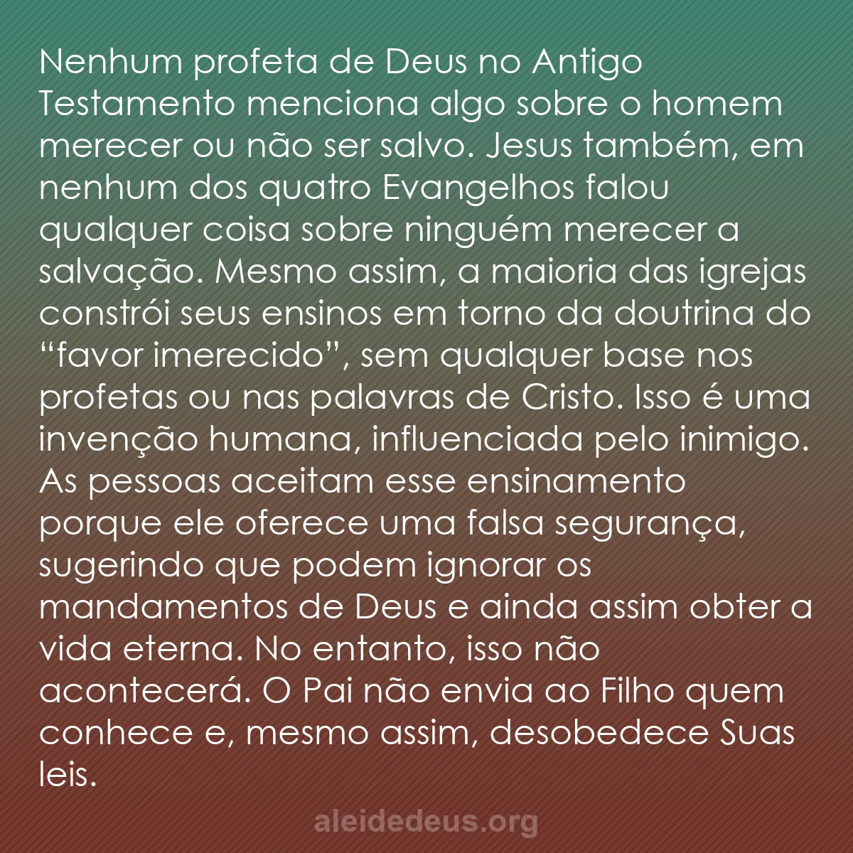 b0433 - Postagem sobre a Lei de Deus: Nenhum profeta de Deus no Antigo Testamento menciona...