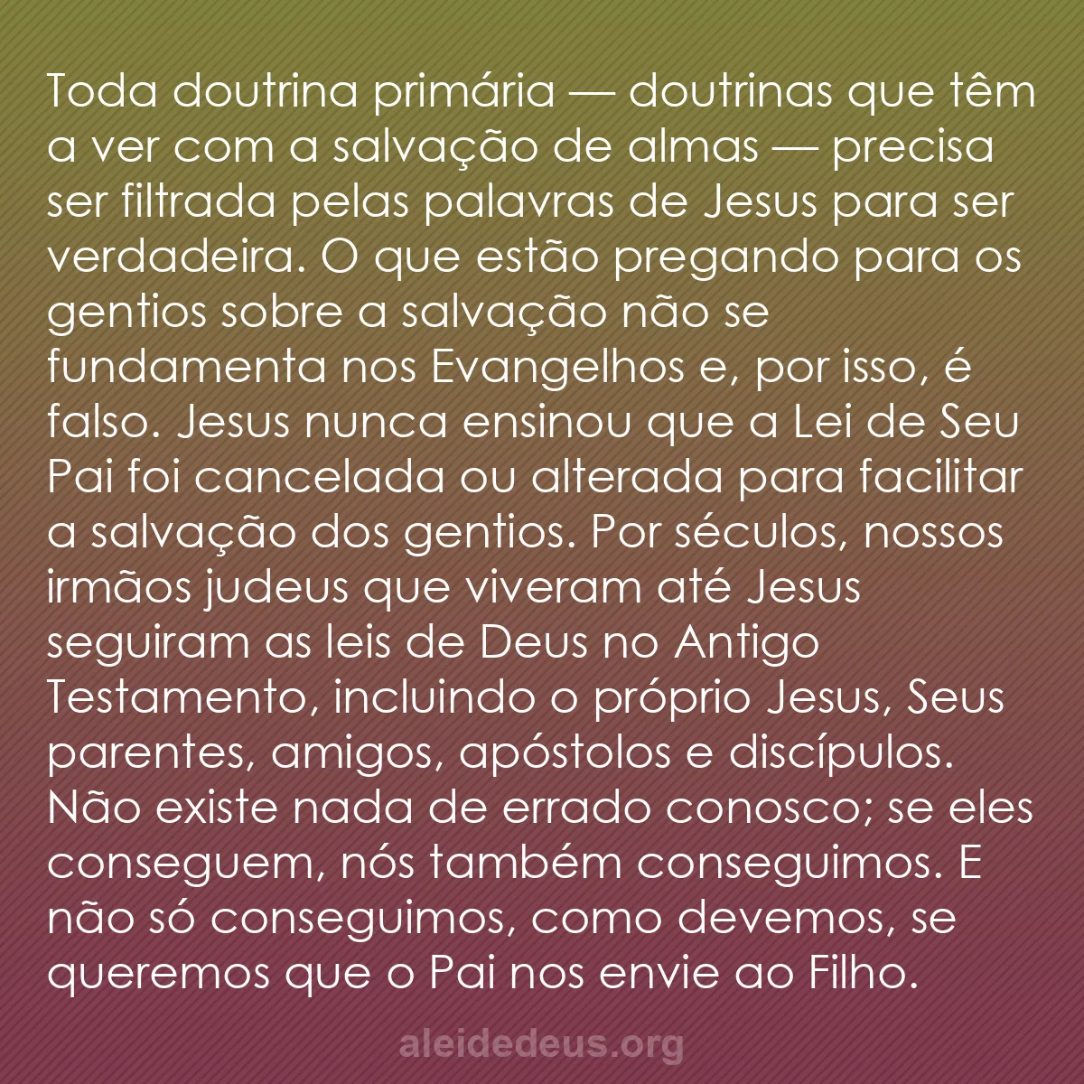 b0508 - Postagem sobre a Lei de Deus: Toda doutrina primária — doutrinas que têm a ver com...