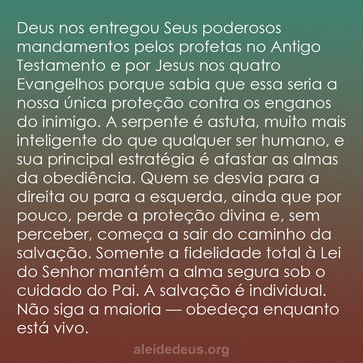 b0553 - Postagem sobre a Lei de Deus: Deus nos entregou Seus poderosos mandamentos pelos...