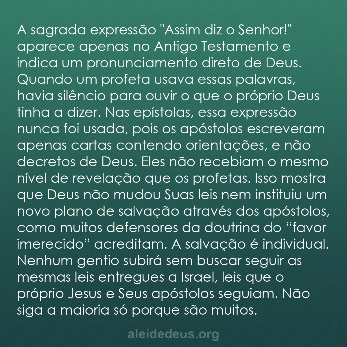 b0580 - Postagem sobre a Lei de Deus: A sagrada expressão "Assim diz o Senhor!" aparece...